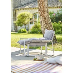 Fauteuil relax de jardin LAMBINIO Blanc & Gris clair