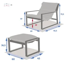 Fauteuil relax de jardin LAMBINIO Graphite & Gris foncé