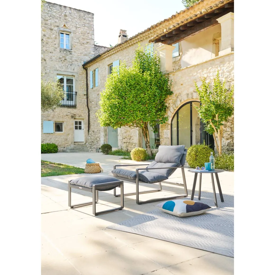 Fauteuil relax de jardin LAMBINIO Graphite & Gris foncé