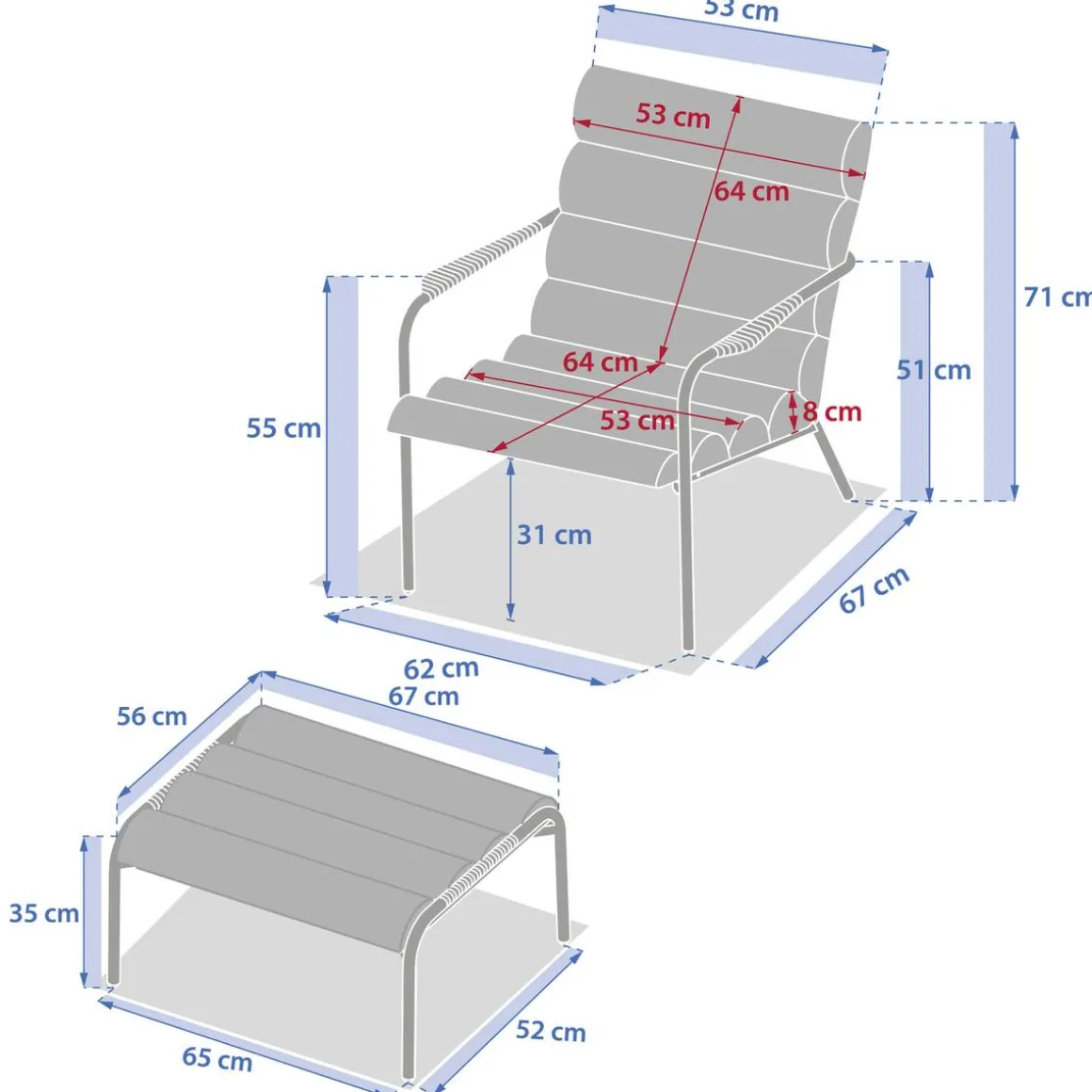 Fauteuil relax de jardin SOLANI Argile