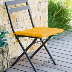 Galette de chaise carrée 4 points KORAI Jaune moutarde