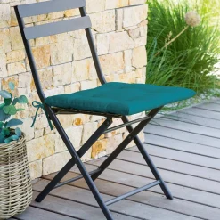 Galette de chaise carrée 4 points KORAI Bleu canard