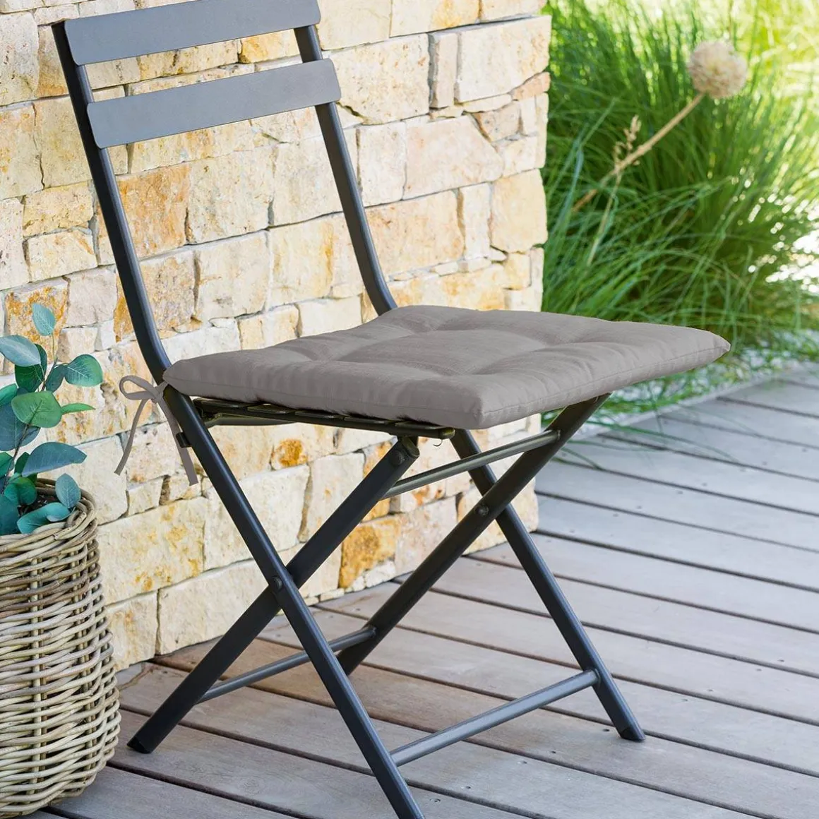 Galette de chaise carrée 4 points KORAI Ardoise