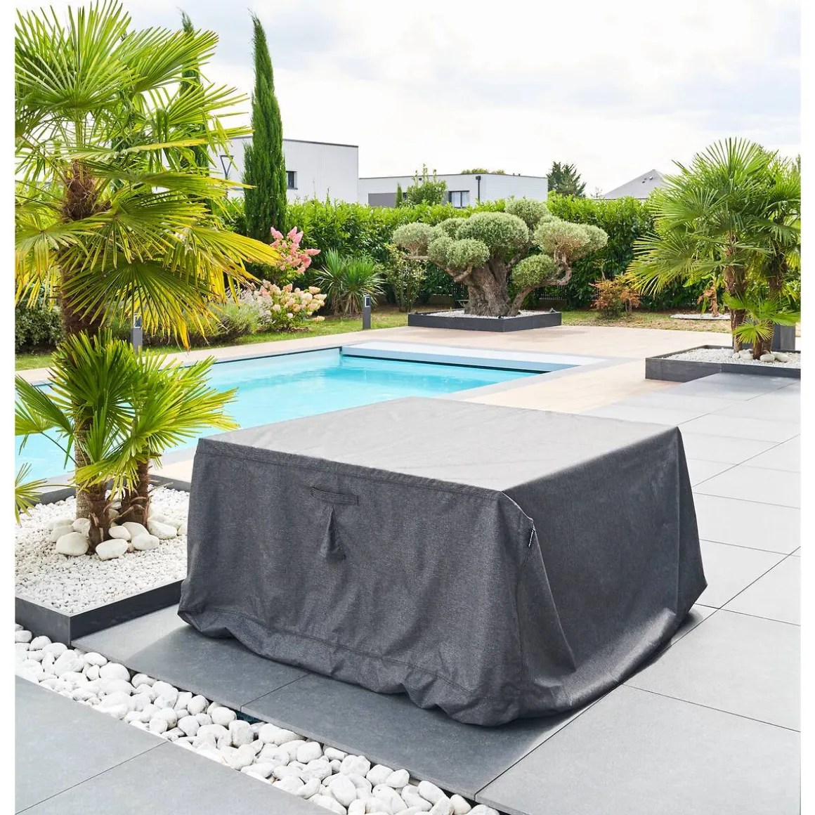 Housse de protection HAMBO pour table carrée Gris M