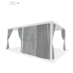 Kit de rideaux, moustiquaires et de rails pour pergola bioclimatique EVORA Gris clair