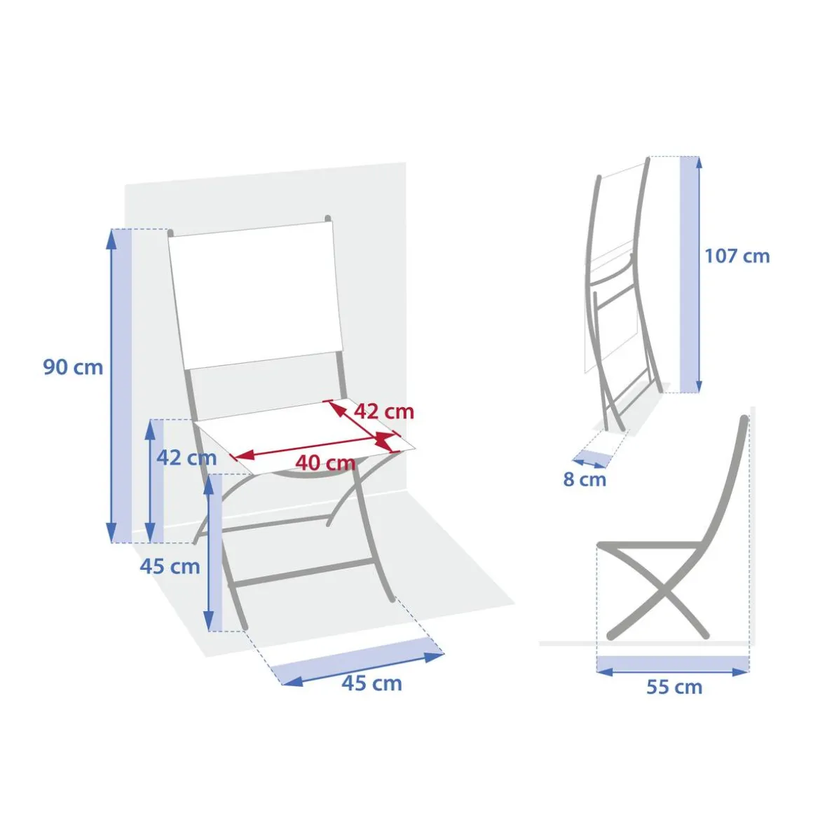 Lot de 4 chaises de jardin pliante ESSENTIA Acajou