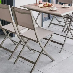 Lot de 4 chaises de jardin pliante ESSENTIA Noisette / Café