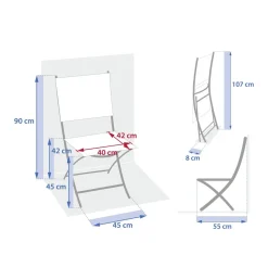 Lot de 4 chaises de jardin pliante ESSENTIA Noisette / Café