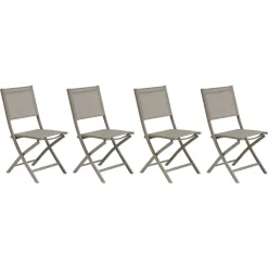 Lot de 4 chaises de jardin pliante ESSENTIA Noisette / Café