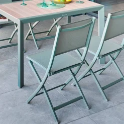 Lot de 4 chaises de jardin pliante ESSENTIA Vert laurier