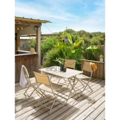 Lot de 4 chaises de jardin pliantes MODULA Lin & Argile