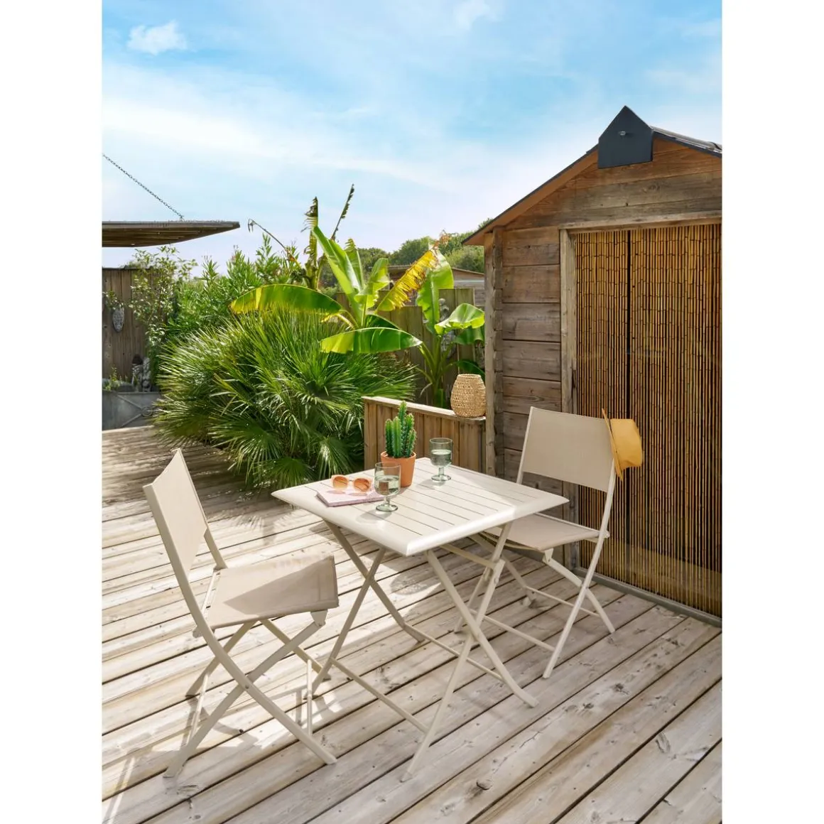 Lot de 4 chaises de jardin pliantes MODULA Lin & Argile