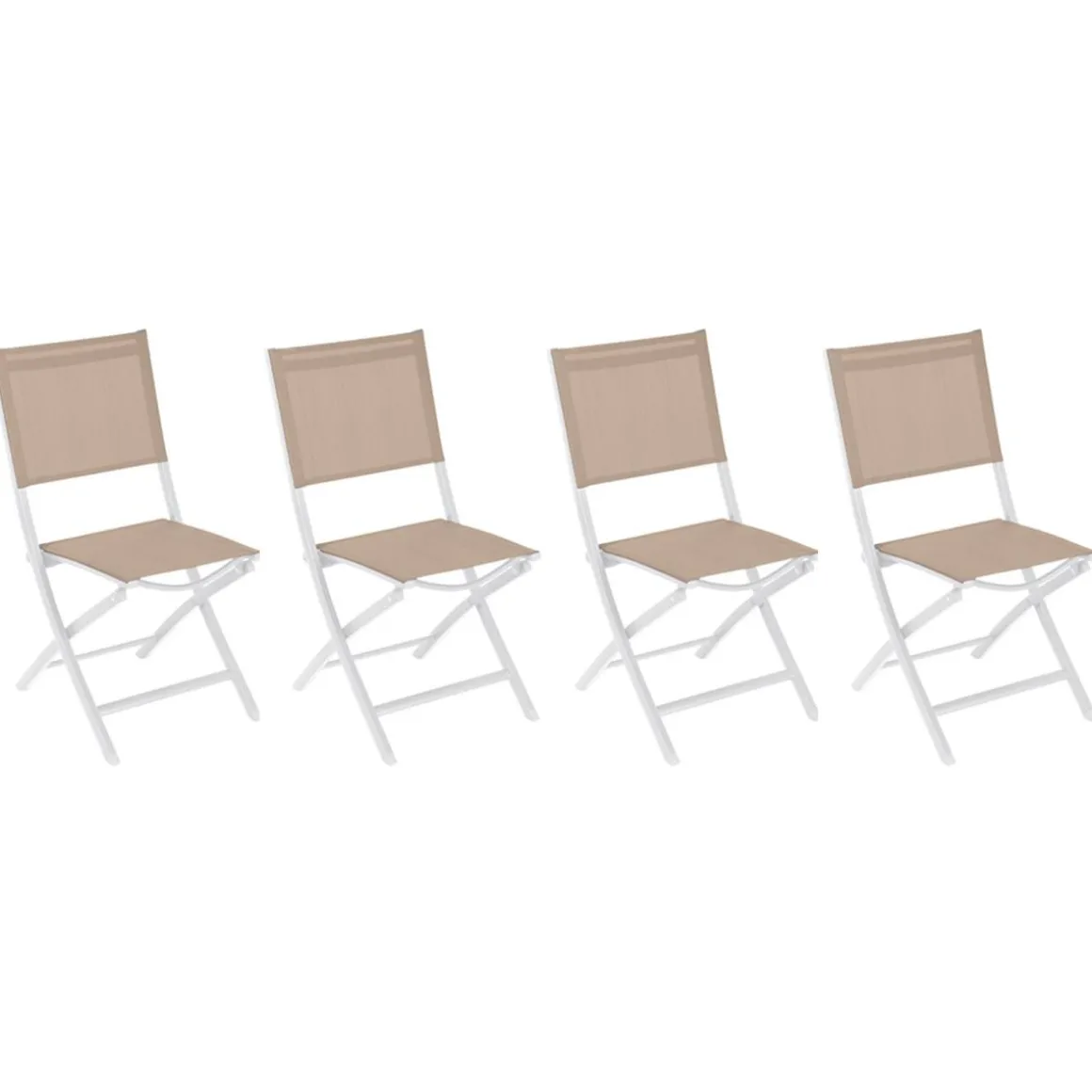 Lot de 4 chaises de jardin pliantes ESSENTIA Lin & Blanc