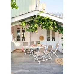 Lot de 4 chaises de jardin pliantes ESSENTIA Lin & Blanc