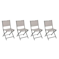 Lot de 4 chaises de jardin pliantes MODULA Noisette & Tonka