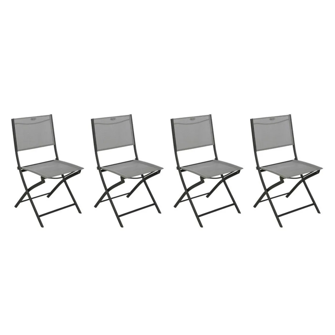 Lot de 4 chaises de jardin pliantes MODULA Galet & Graphite