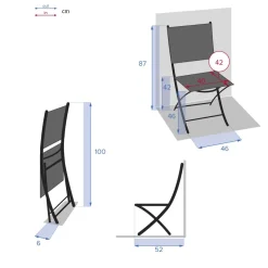 Lot de 4 chaises de jardin pliantes MODULA Grenade & Graphite