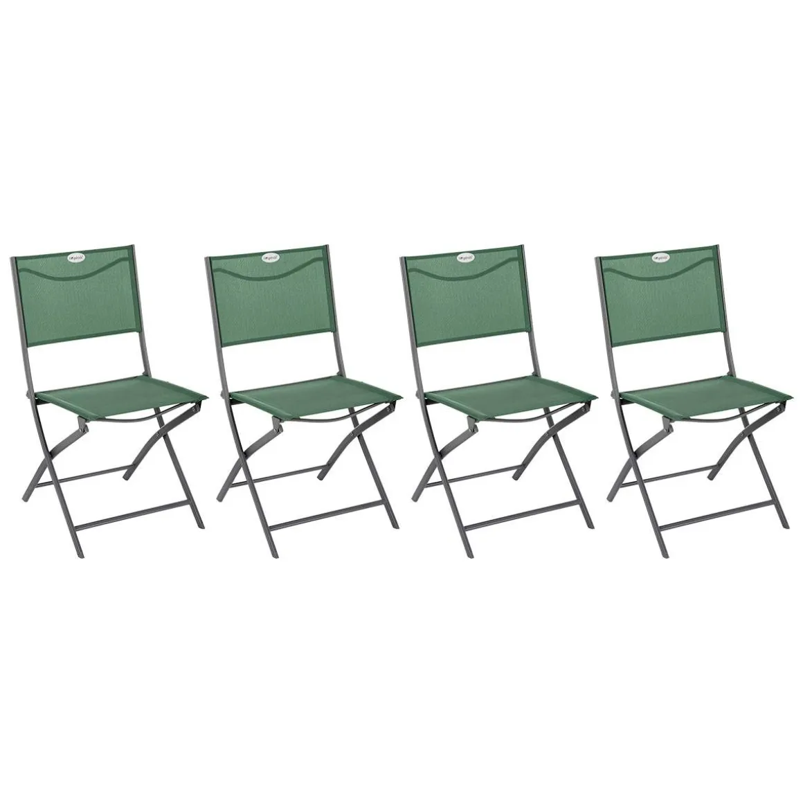 Lot de 4 chaises de jardin pliantes MODULA Vert olive & Graphite