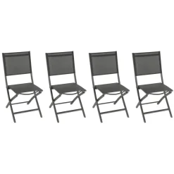 Lot de 4 chaises de jardin pliantes ESSENTIA Anthracite & Graphite