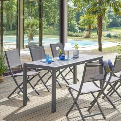 Lot de 4 chaises de jardin pliantes ESSENTIA Anthracite & Graphite