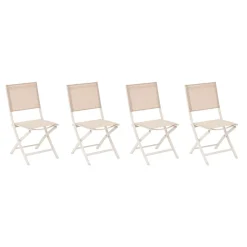 Lot de 4 chaises de jardin pliantes ESSENTIA Lin & Argile