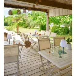 Lot de 4 chaises de jardin pliantes ESSENTIA Lin & Argile