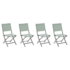 Lot de 4 chaises de jardin pliantes ESSENTIA Vert olive & Graphite