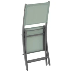Lot de 4 chaises de jardin pliantes ESSENTIA Vert olive & Graphite