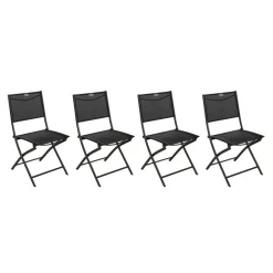 Lot de 4 chaises de jardin pliantes MODULA Anthracite & Graphite