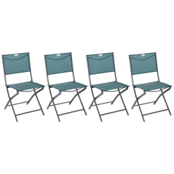Lot de 4 chaises de jardin pliantes MODULA Bleu canard & Graphite