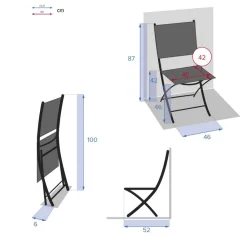 Lot de 4 chaises de jardin pliantes MODULA Ambre & Graphite