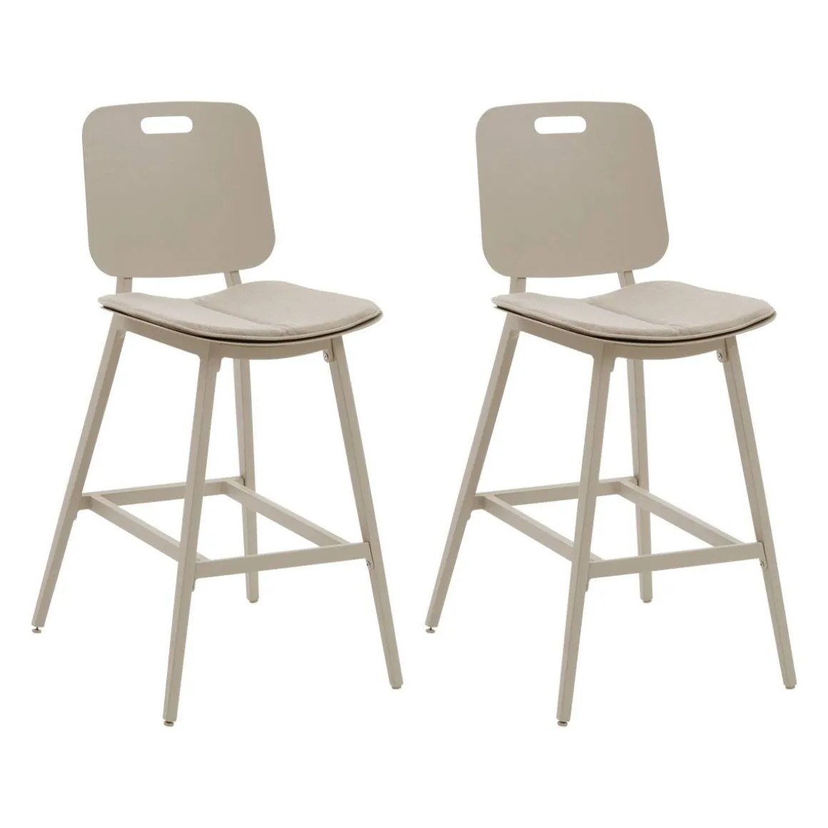 Lot de 2 chaises hautes de jardin TERZANO Beige & Argile