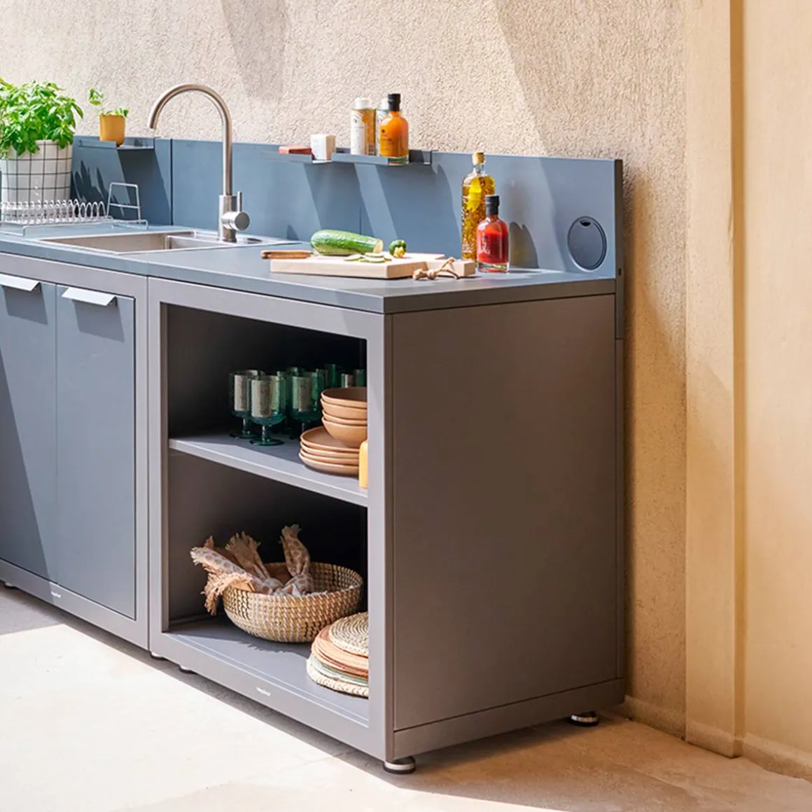 Module avec étagère pour cuisine d'été OXYANA Graphite