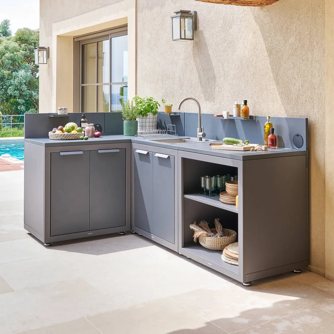 Module d'angle pour cuisine d'été OXYANA Graphite