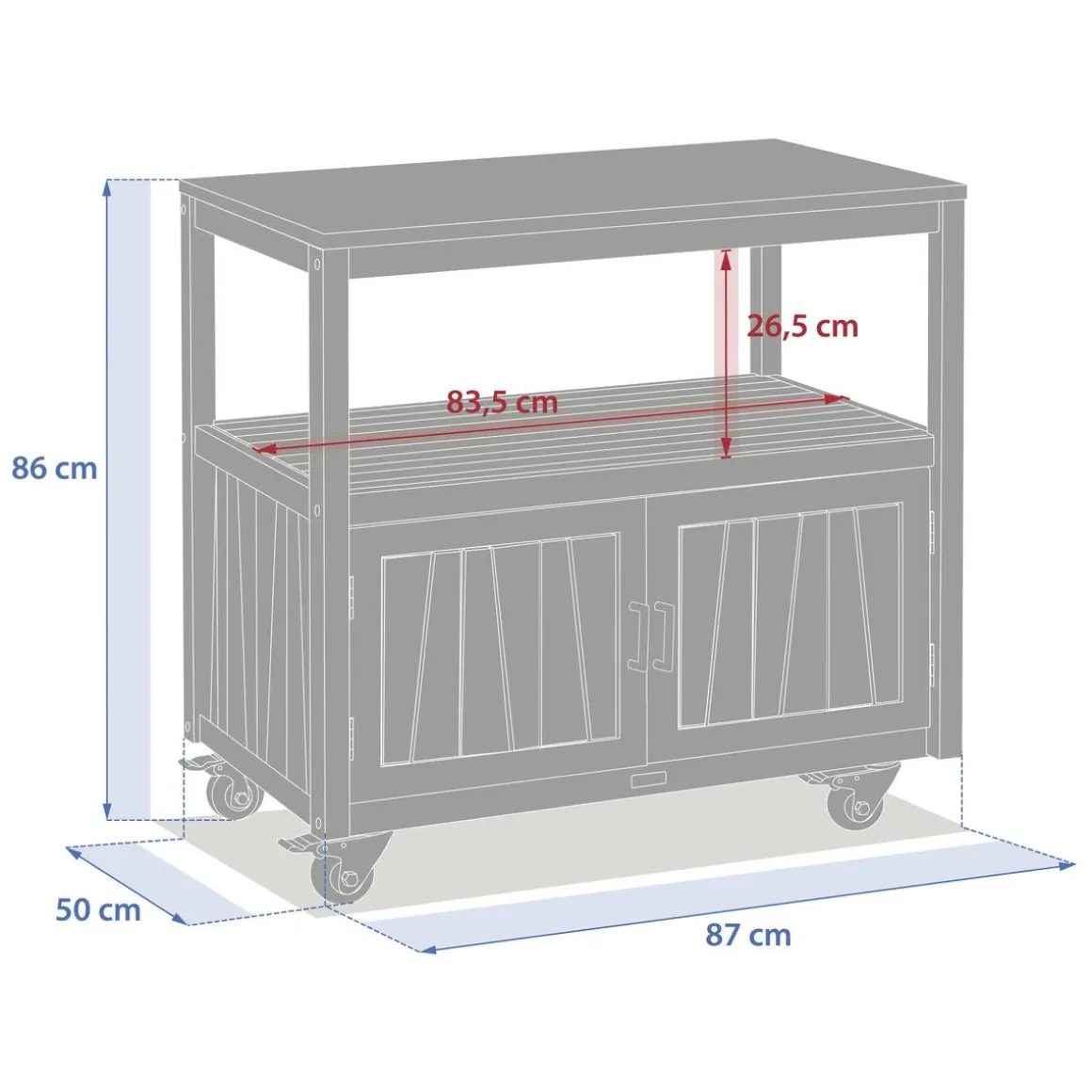 Module 2 portes à roulettes pour cuisine d'été LODGIA Beige