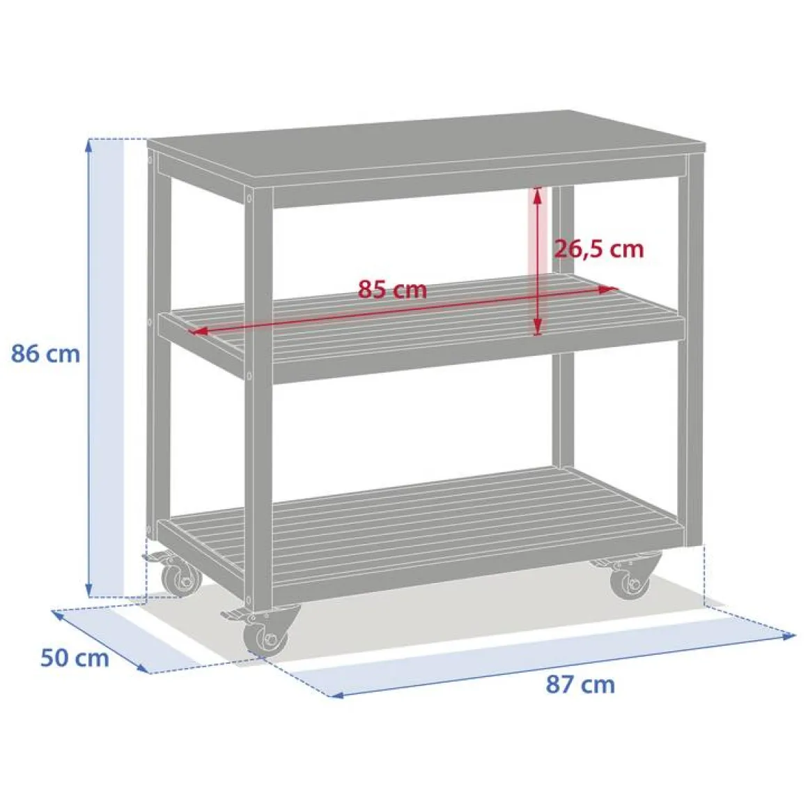 Module à roulettes avec étagères pour cuisine d'été LODGIA Beige