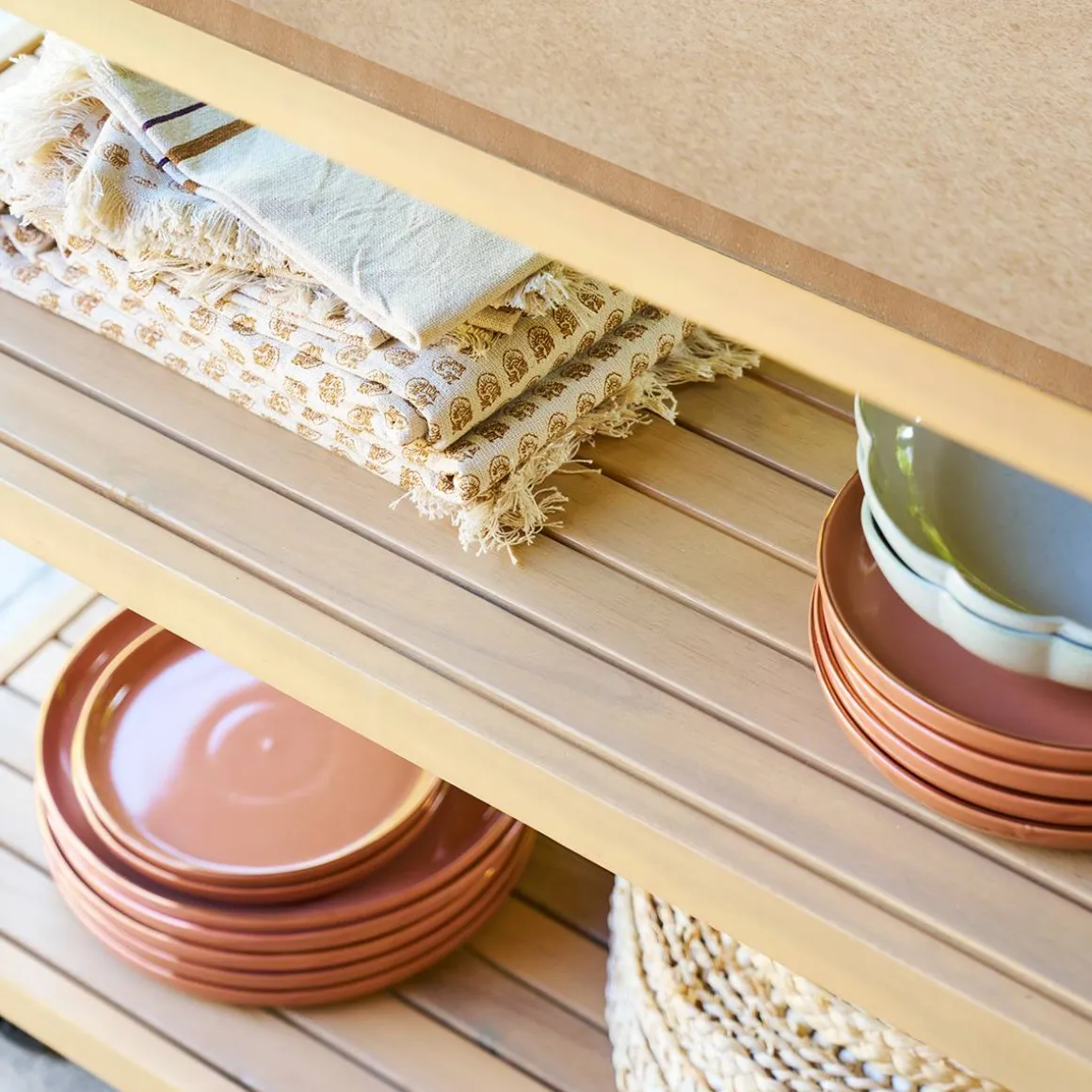 Module à roulettes avec étagères pour cuisine d'été LODGIA Beige