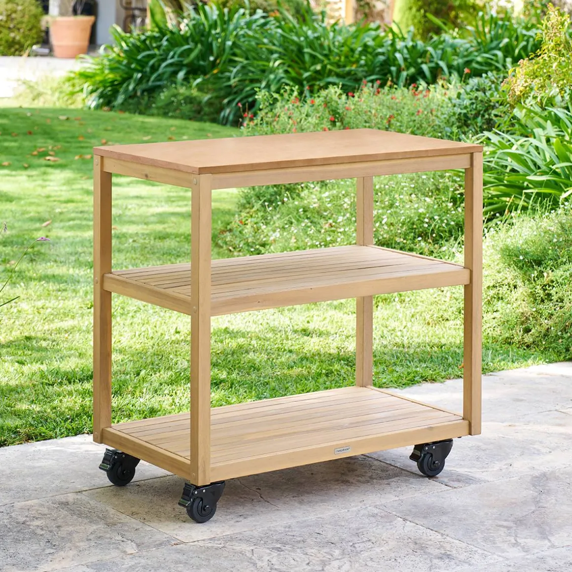 Module à roulettes avec étagères pour cuisine d'été LODGIA Beige
