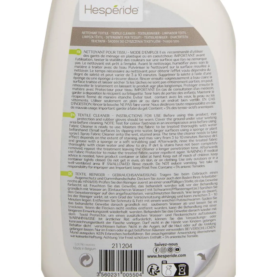 Nettoyant pour textile