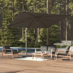 Parasol déporté carré inclinable MELHIA Anthracite / Graphite