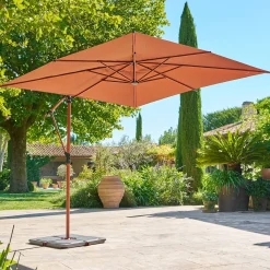 Parasol déporté carré MANOA Acajou