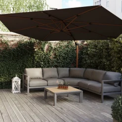 Parasol déporté hexagonal TIKEO Platine & Honey