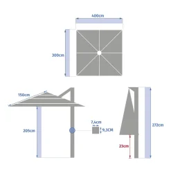 Parasol déporté rectangulaire inclinable MELHIA Lin