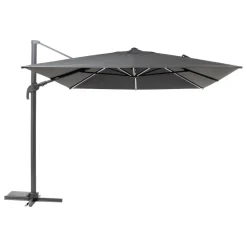 Parasol déporté rectangulaire MELHIA Anthracite avec LED