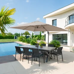Parasol déporté rectangulaire ÉQUADOR Taupe