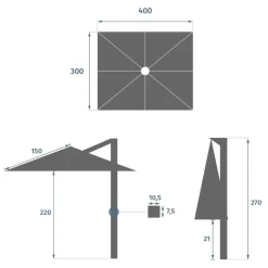 Parasol déporté rectangulaire SUENYO Sunbrella® Anthracite