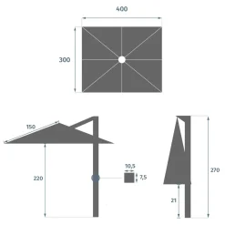 Parasol déporté rectangulaire SUENYO Sunbrella® Anthracite
