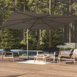 Parasol déporté rectangulaire inclinable MELHIA Anthracite / Graphite