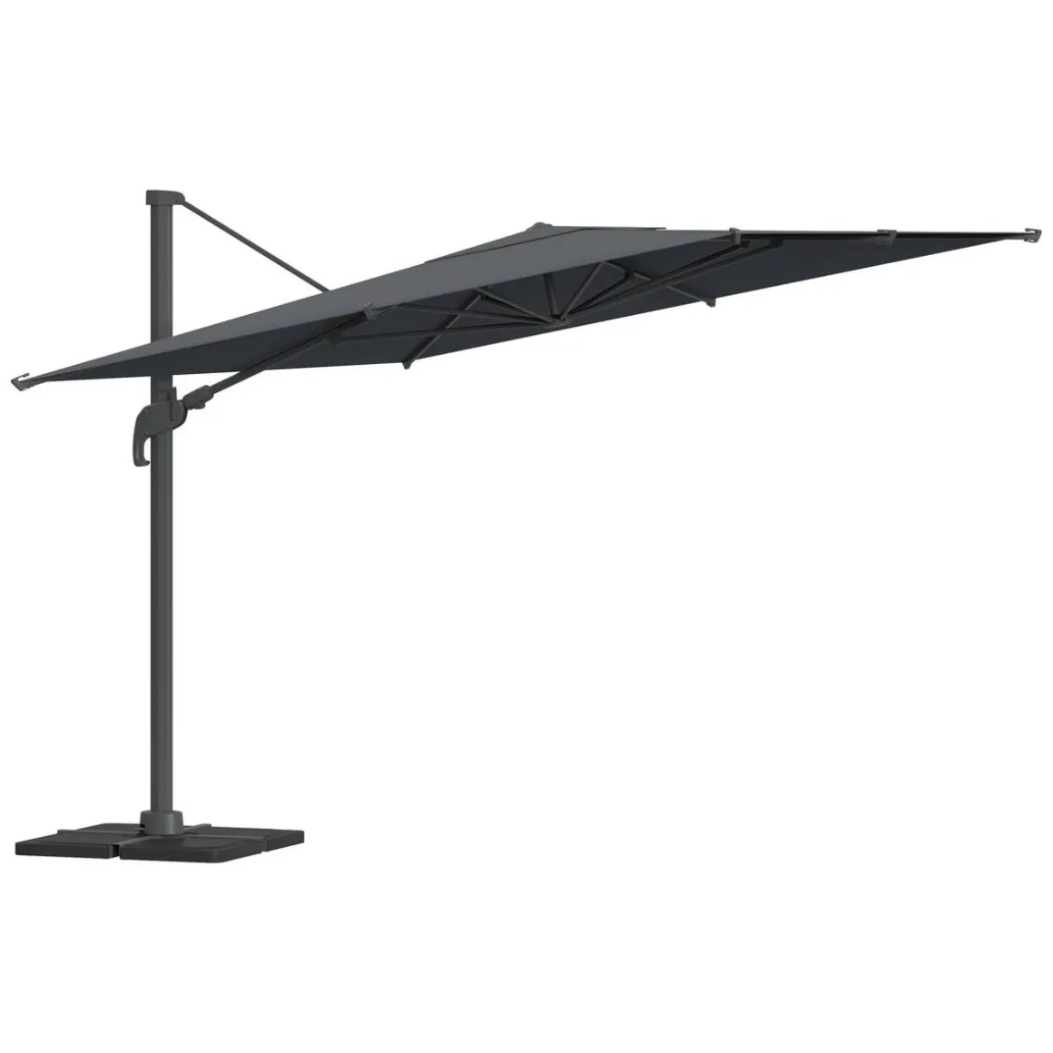 Parasol déporté rectangulaire inclinable MELHIA Anthracite / Graphite