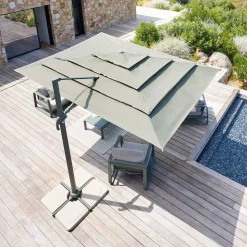 Parasol déporté rectangulaire inclinable MELHIA Vert laurier
